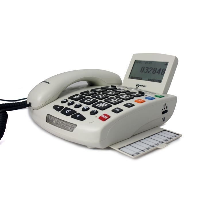 GEEMARC Téléphone filaire grosses touches sénior SERENITIES avec télécommande design