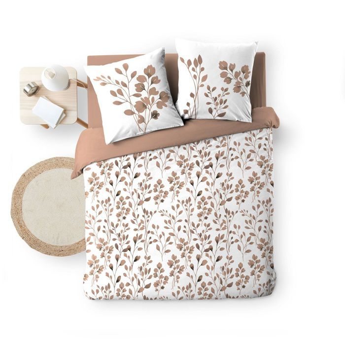 Funda nórdica MAIWEN 200x200 100% algodón 57 hilos Mocha + 2 fundas de almohada 63x63