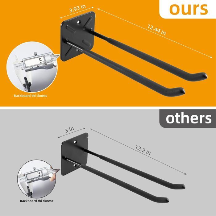 Ganchos para garaje – 2 unidades – Organizador de herramientas resistente – Etiqueta para montaje en pared