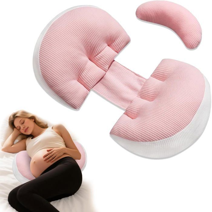 Pregnancy pillow for expectant mothers, memory foam pillow for side sleepers, Pink