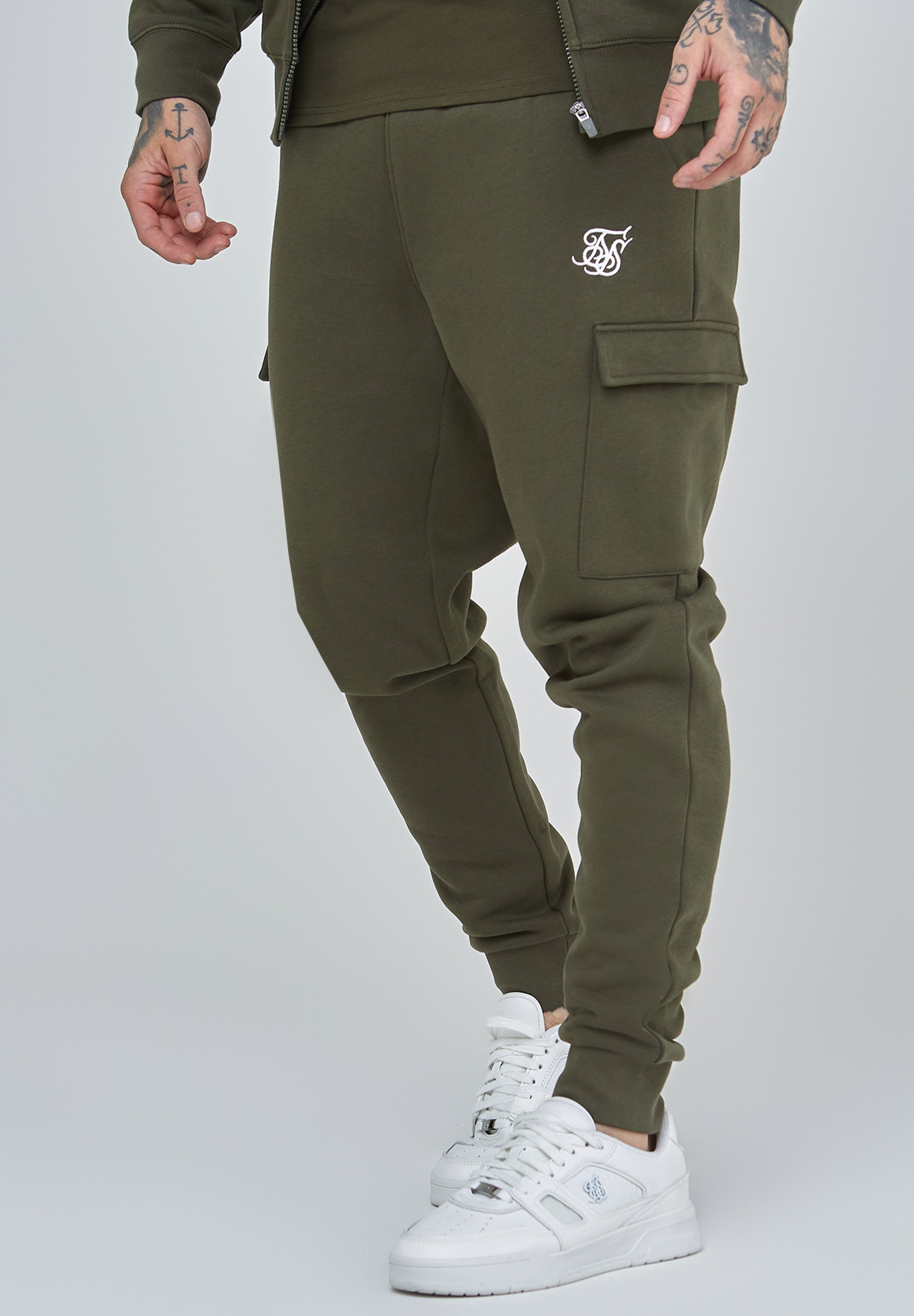 SIKSILK ESSENTIAL CARGO POCKET - Trainingsbroek - kaki