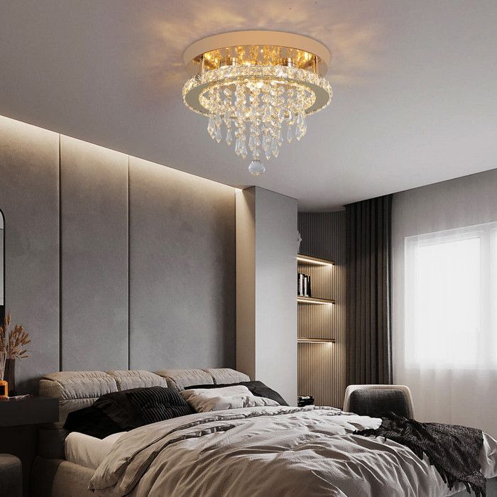 Lustre de Cristal Moderno K9 - Lustre LED Ajustável de 58W com Brilho Óptico