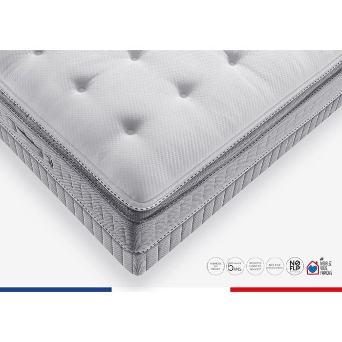 Ensemble matelas sommier 160 x 200 SIMMONS Hauteur 29 cm - Ressorts ensachés Sensoft - Fabriqué en France -  SW5