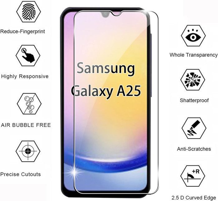 Lot de 2 Verres Trempés Pour Samsung Galaxy A25 5G, M34 5G .Protection d'écran Transparent - Anti Rayures