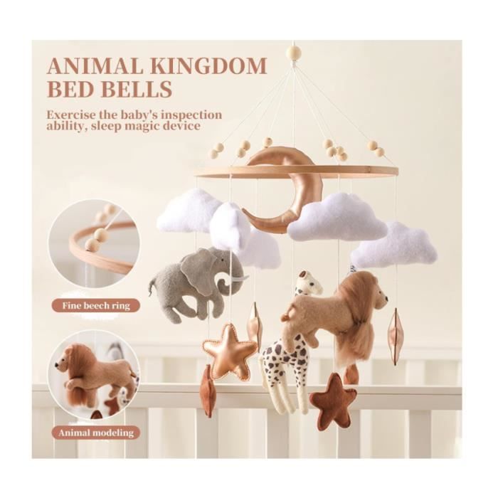 Móvil para bebé, móvil musical para bebé con temática del bosque y el reino animal, móvil para bebé, móvil musical con campanillas de viento para dormir, juguetes