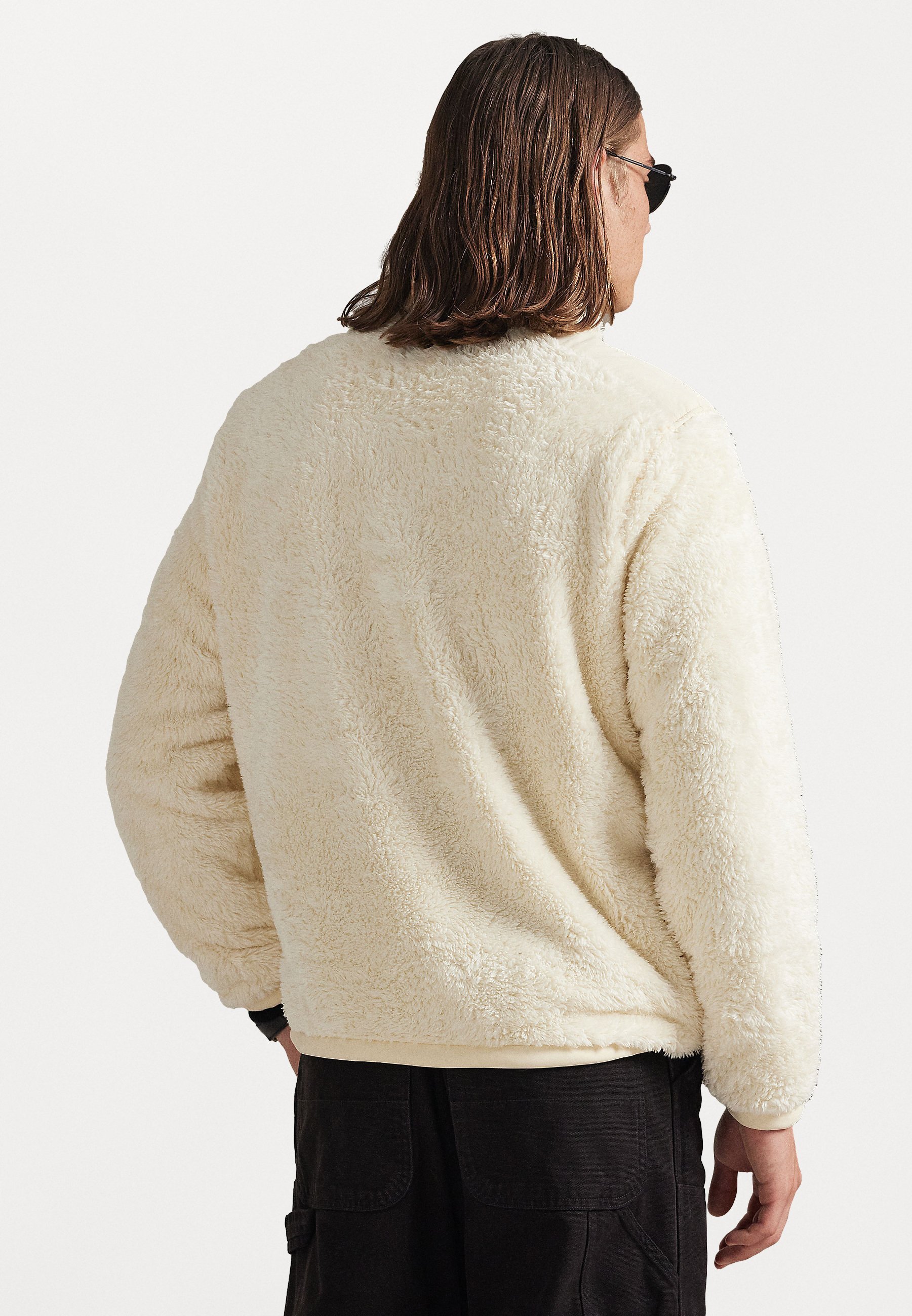 Polo Ralph Lauren Fleecejacke mit lockigem Pile – Sweatshirt mit Reißverschluss – Andover Creme