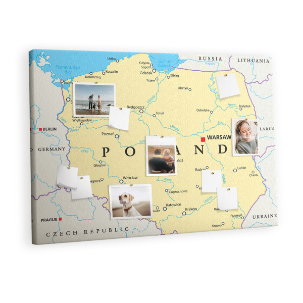 Tablica korkowa z nadrukiem dekoracyjna   pinezki Polska