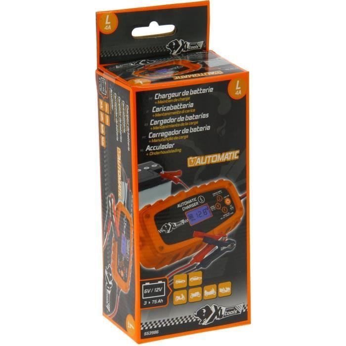 Automatisches Batterieladegerät 6V/12V - 4A - XL PERFORM TOOLS - Erhaltungsladefunktion - für 3- und 75-Ah-Batterien