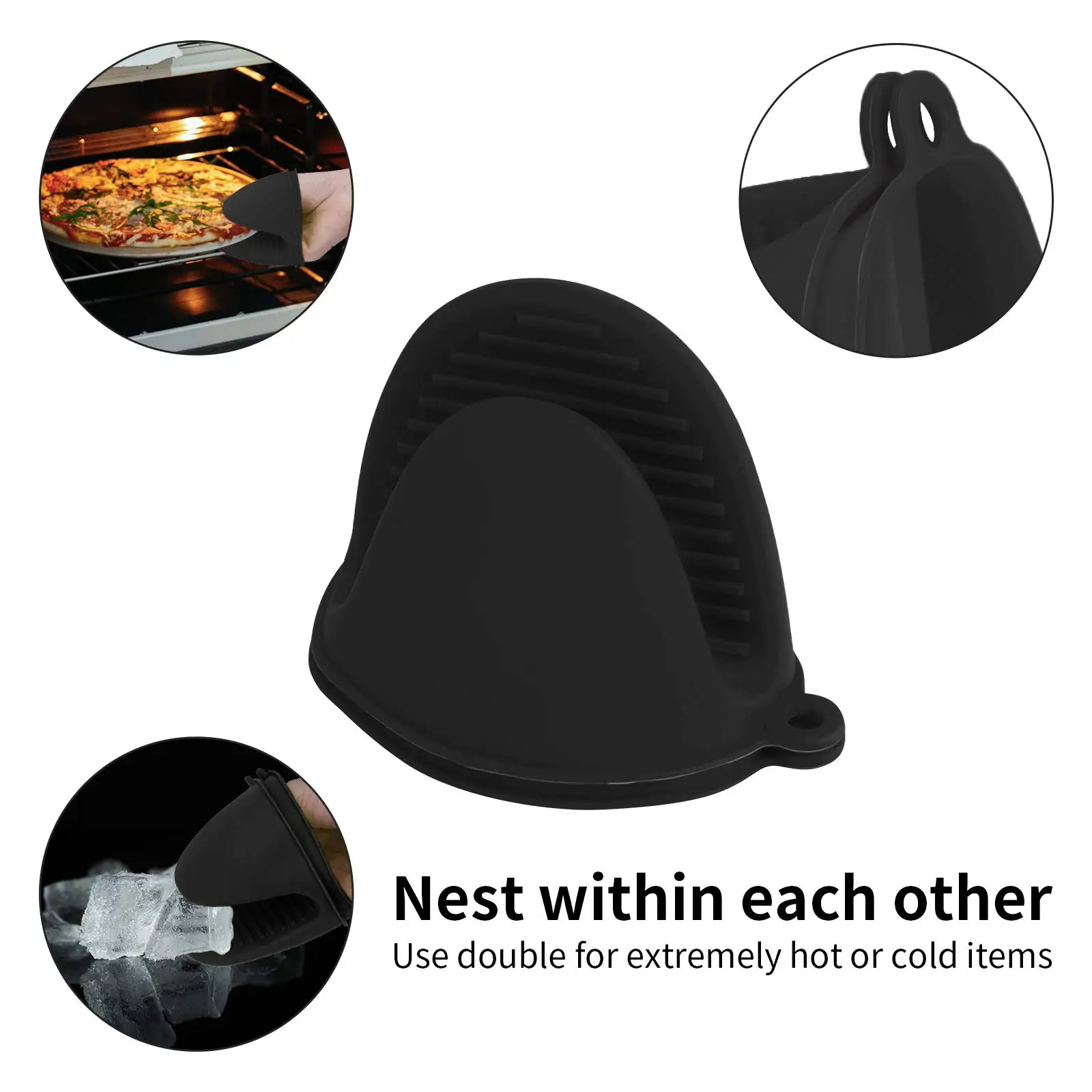 Gants de cuisine en silicone résistant à la chaleur, maniques et dessous de plat pour la cuisine