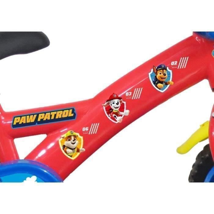 Vélo enfant 12'' Pat Patrouille pour enfant < 90 cm - équipé de 1 frein, 2 stabilisateurs amovibles et plaque avant + CASQUE INCLUS
