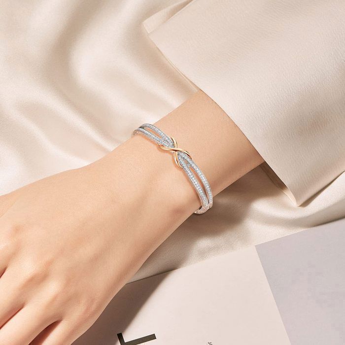 Bracelet Femme - Bracelet -Femme Infini -18cm -Avec des Cristaux-Or Rose-Cadeau Fête des Mères Anniversaire Femme Maman,Noël,mariage