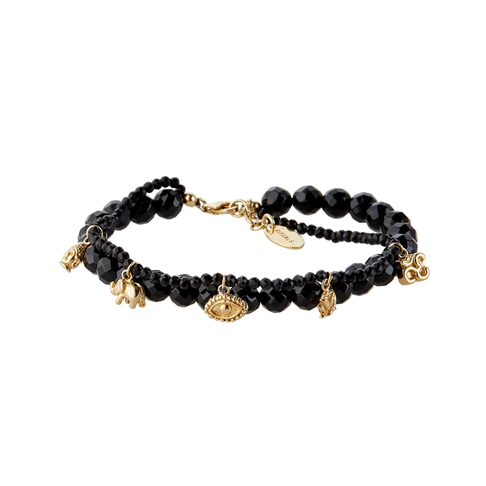 Pulsera con colgante y cuentas de House of Rituals, pulsera chapada en oro con piedra preciosa.