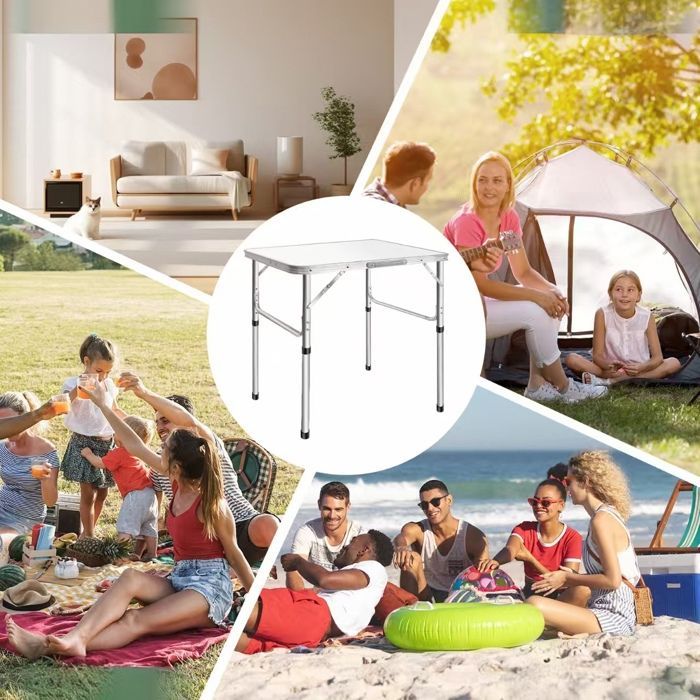 Opklapbare eettafel voor buiten, geschikt voor barbecue, met verstelbare hoogte, opklapbare campingtafel