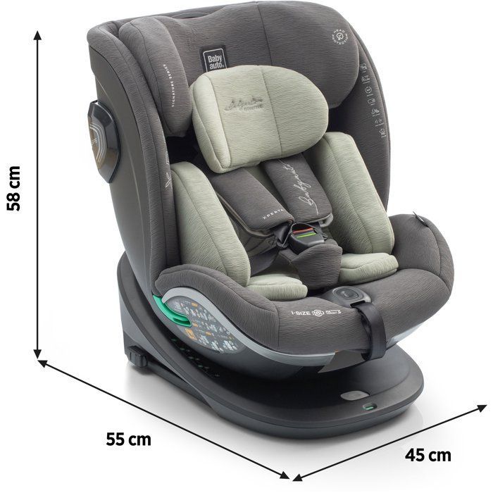 Bilbarnstol - BABYAUTO - XPERTA - Grupp 0/1/2/3 - 40/150 cm - I-Size - Snurrbar - Liggbar - Med förkortare - Olivgrön