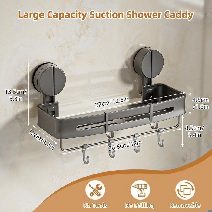 Rangement Salle de Bain, Rangement Douche, Etagere Salle de Bain Accessoire sans Percage, Acier au Carbone Etagere Douche