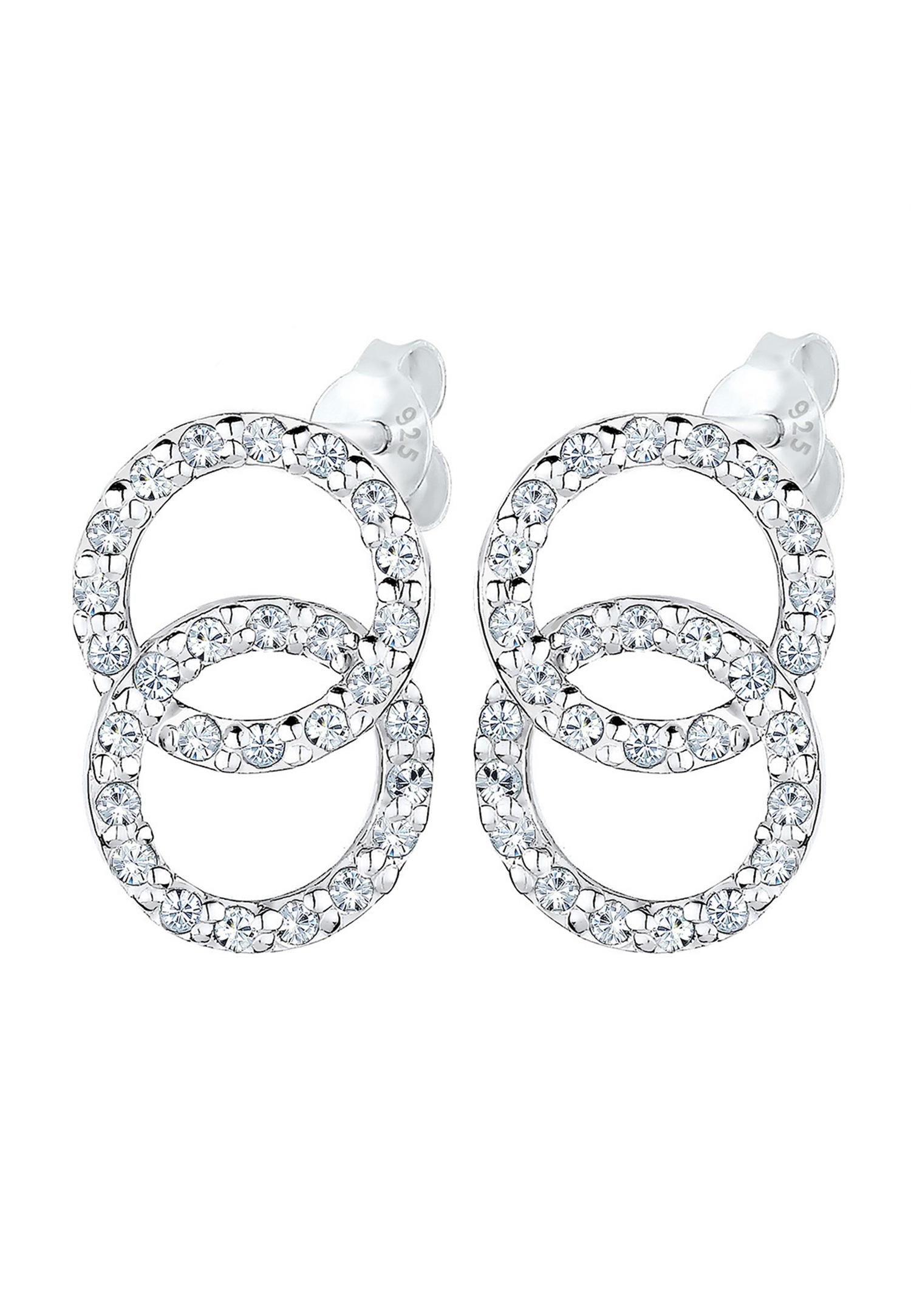 Elli Femmes cercle géo tendance avec cristaux en argent sterling 925