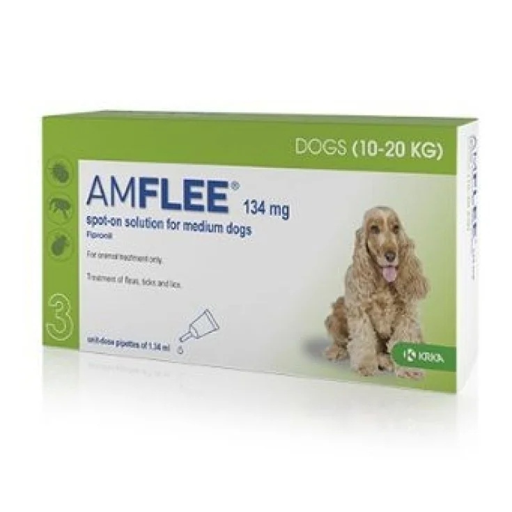 AMFLEE Amflee 134 mg Spoton voor honden tot 1020 kg Krka 3 pipetten