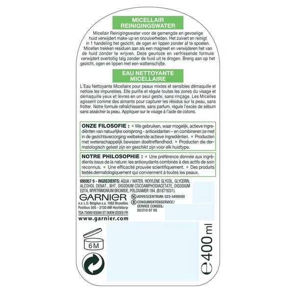 Garnier SkinActive All-In-1 micelarna voda za čišćenje 400ml - Za osjetljivu i mješovitu kožu