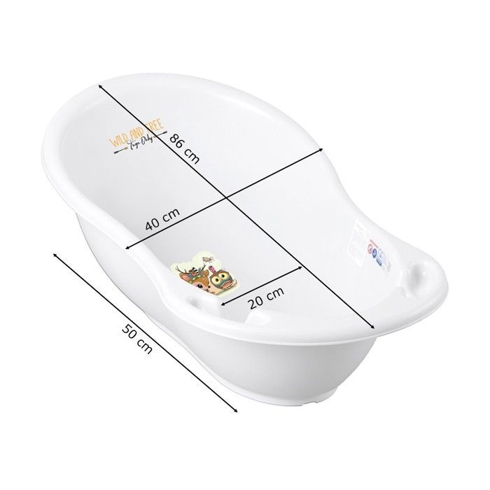 Rigid baby bathtub - MON MOBILIER DESIGN - White Fiche - Integrated thermometer - Stand - Hose