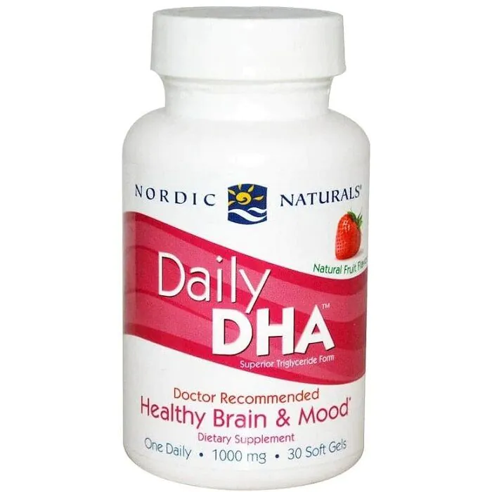 Nordic Naturals Daily DHA, Kapsułki, Smak truskawkowy