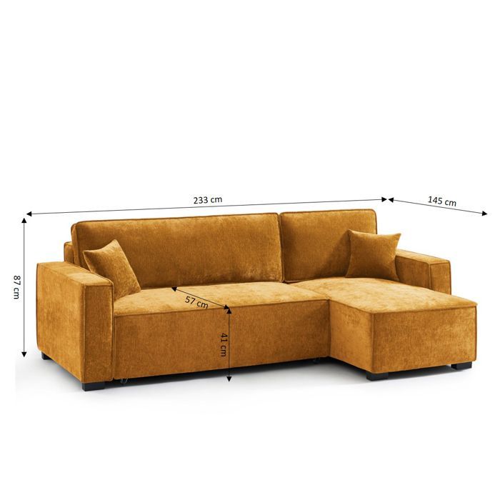 Canapé d'angle convertible et réversible GAVI 4 places tissu jaune