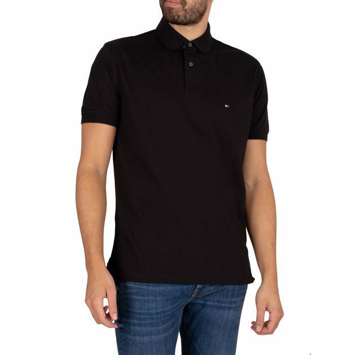 Poloshirt - Tommy Hilfiger - 1985 - Zwart - Korte mouwen - Klassieke kraag