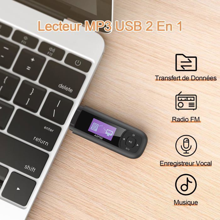 Lecteur MP3 - AGPTEK - 8 Go - USB - Autonomie 10H - Léger pour le sport
