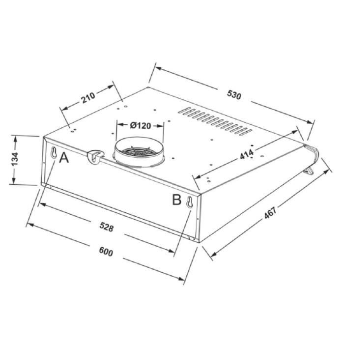Hotte aspirante encastrable - GURARI - GCH F 590 60 WH - 60 cm - 250 m³/h - LED