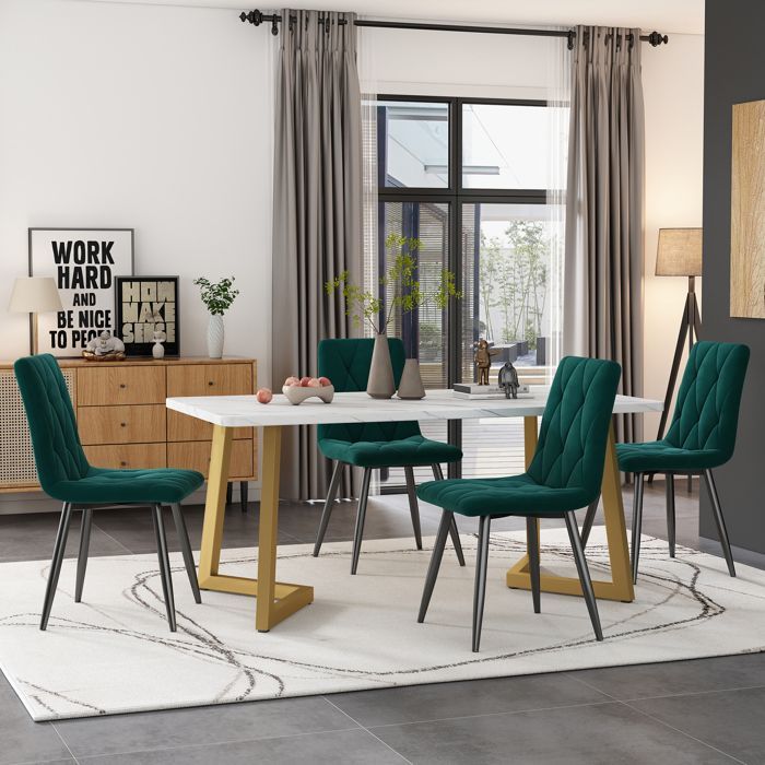 Conjunto de sala de jantar (mesa de jantar de 117×68cm com 4 cadeiras), conjunto de mesa de jantar retangular