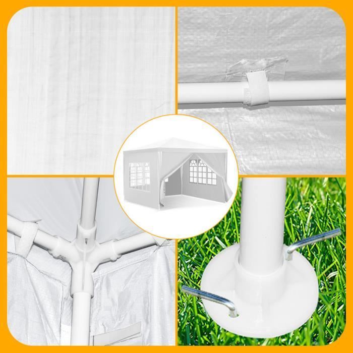 Bettizia Tente Pavillon Tente de Jardin protection parfaite par tous les temps 3x3m Blanc ACCESSOIRE DE GLORIETTE