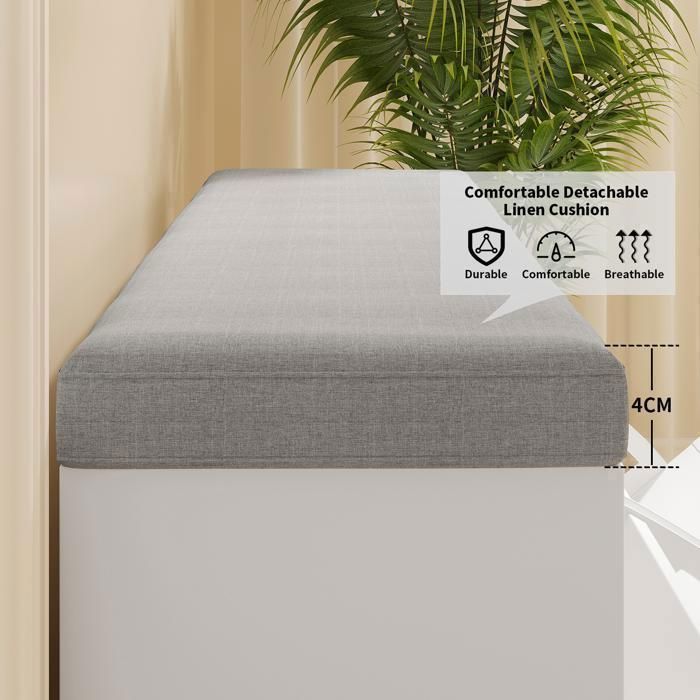 Meuble à Chaussures - VOWNER -Meuble d'entrée Rangement pour Chaussures - Banc de Rangement à Chaussures - 105 x 31 x 52 cm - Blanc