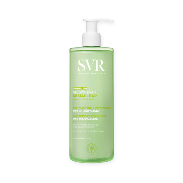 Limpiador facial espumoso con ácido salicílico SVR SEBIACLEAR, 400 ml