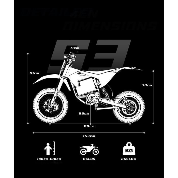 ZAWES S3 - Moto électrique - Moteur 5000w - Batterie 60V 23.4Ah - Autonomie 70KM - Max70KM/H