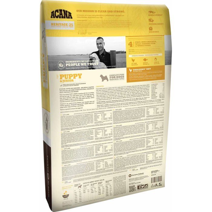 Ração ACANA para Cães Filhotes e Juniores - Frango, Ovos e Solha Selvagem - 17 kg