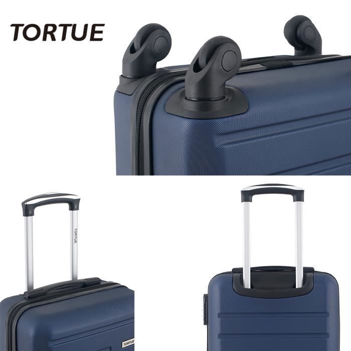 TURTLE - Set di 3 valigie 52cm-62cm-67cm - ABS - 4 ruote doppie - Serratura integrata - Blu navy
