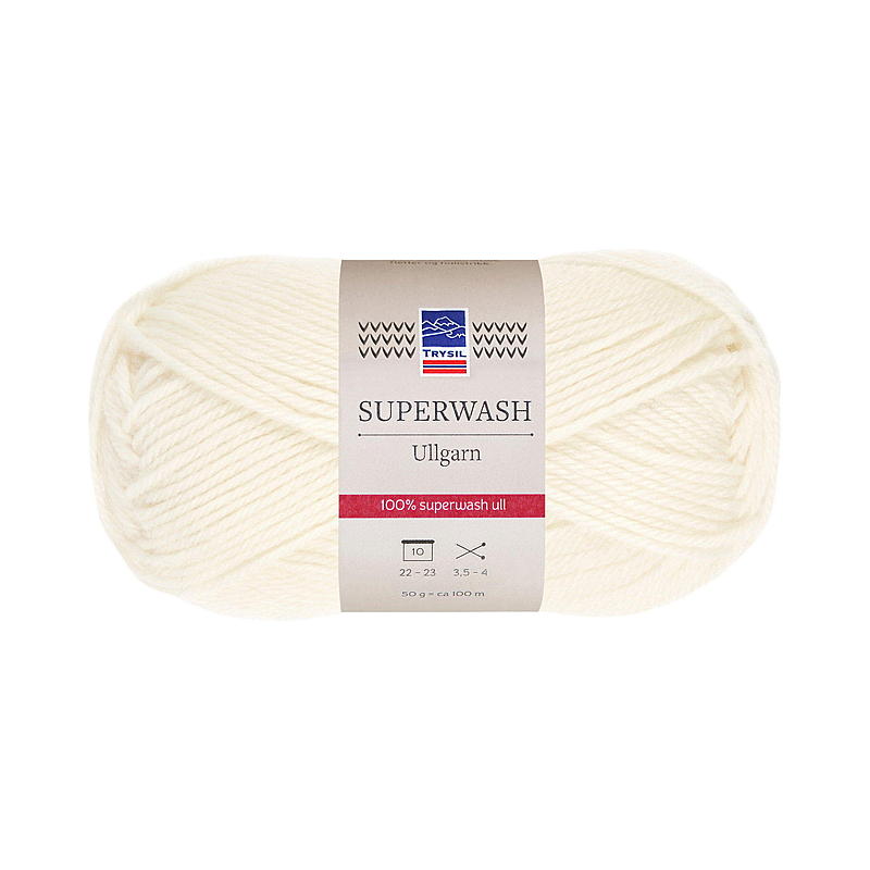 Trysil Superwash ullgarn 100% ren ny ull, vit