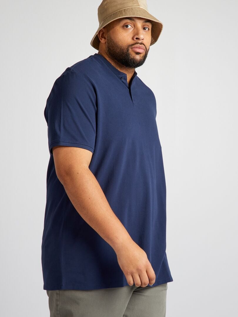 Polo piqué de algodão - azul marinho