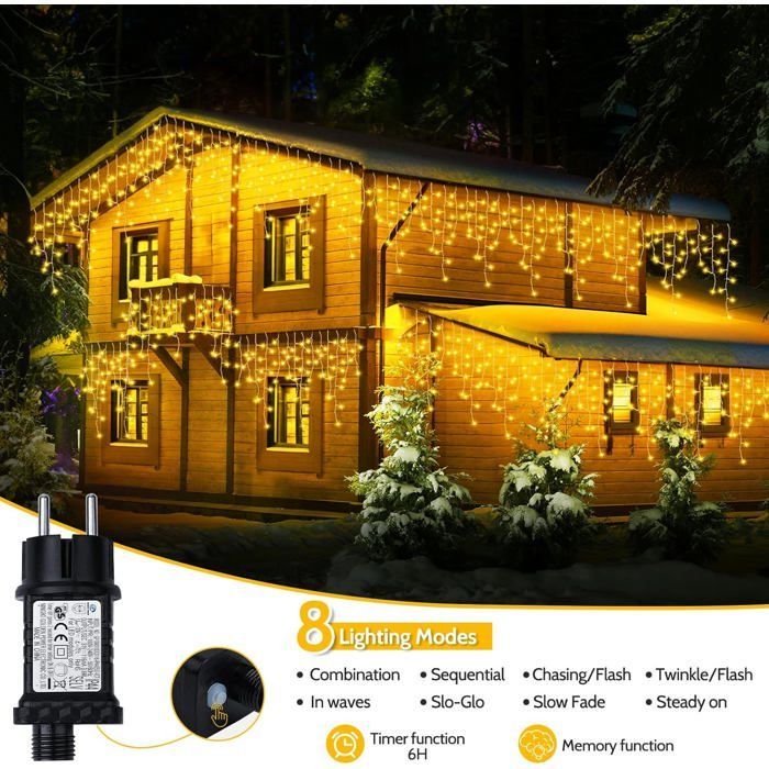Guirlande Lumineuse Exterieure Noel,9+2M 162LEDs, Rideau Lumineux Exterieur avec 8 Modes & Timer, IP65 Étanche, Decoration Noel
