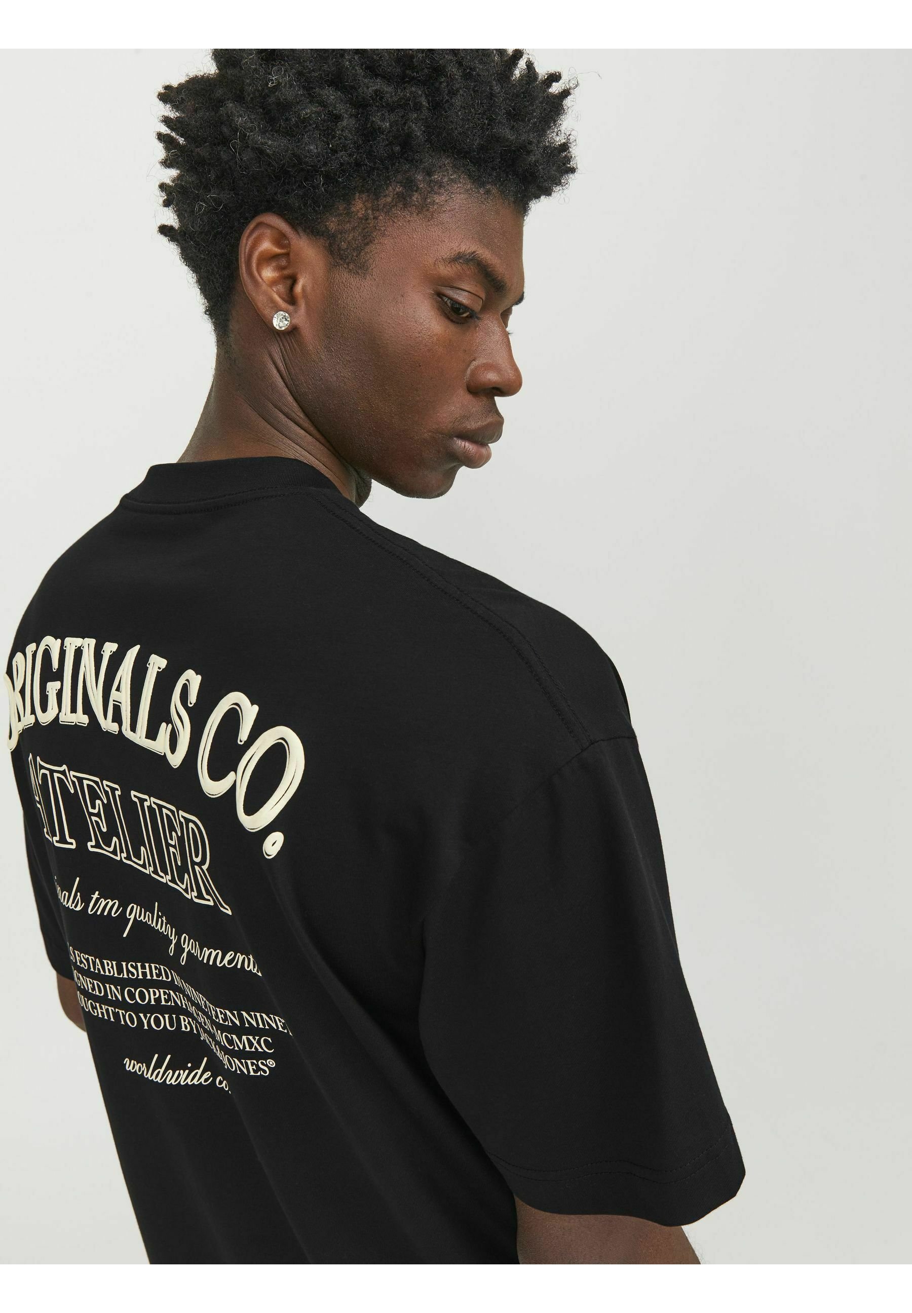 Jack & Jones JORSANTORINI BACK SS CREW NECK  - Print T-shirt - black