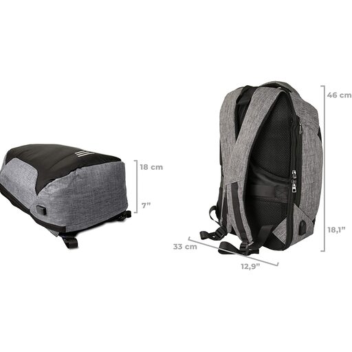Airel Smart Wasserdichter Laptop-Rucksack mit USB-Anschluss und Ladegerät, 46 x 33 x 16 cm / 15,6 Zoll