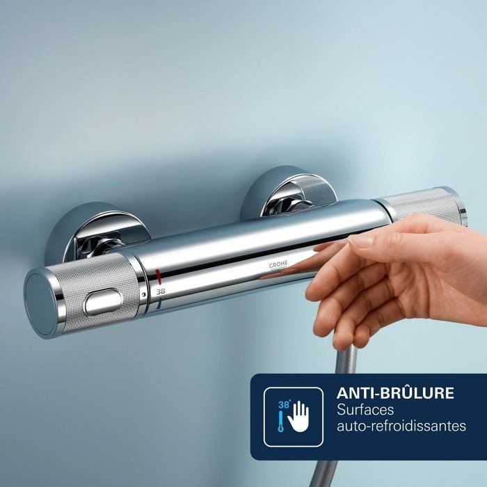 GROHE Precision Feel thermostatic shower mixer, wall-mounted, temperature indicator, integrated filters, chrome, 34788000