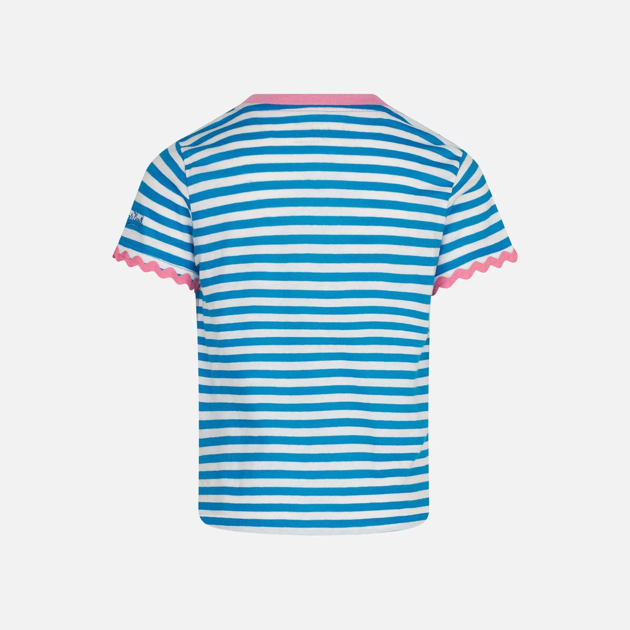 Meisjes-T-shirt met strepen en borduurwerk