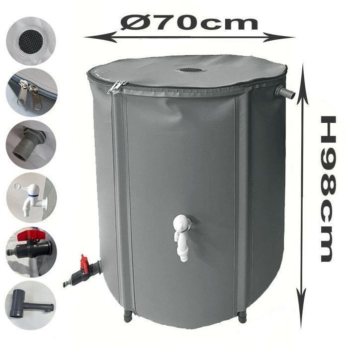 DEPÓSITO DE RECOGIDA DE AGUA DE LLUVIA DE 380 LITROS + RECOLECTOR DE CANALONES GRATIS