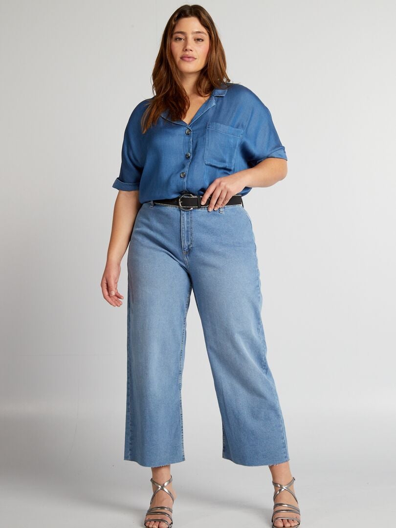 Lichtgewicht overhemdjurk met pyjamakraag - BLAUW