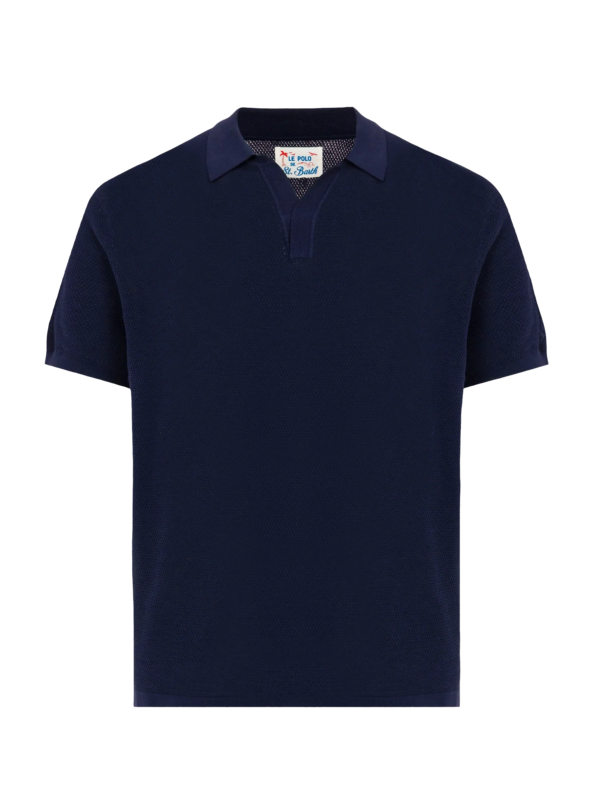Sloan poloshirt zonder knoopjes in marineblauw mesh