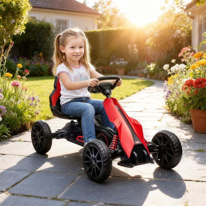 HOMCOM - Kart à pédales pour enfants - Plastique - 100x58x58.5cm - Rouge