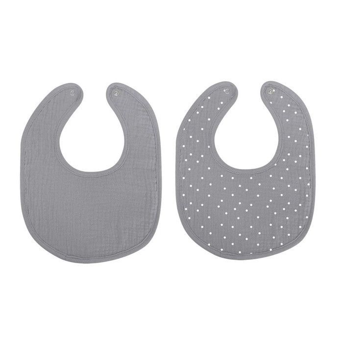 Set van 2 absorberende baby slabbetjes, 27 cm, grijs