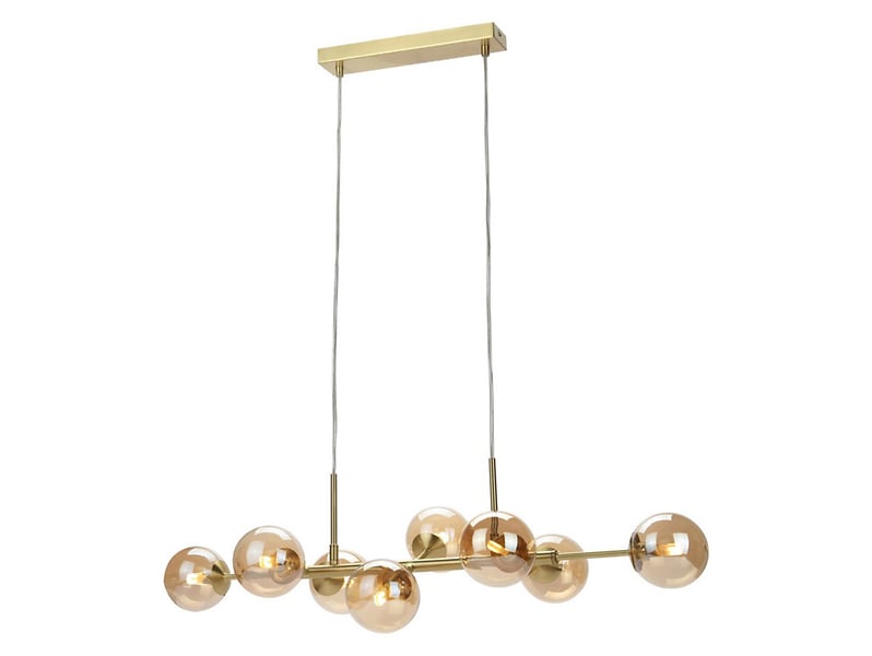 Lampa wisząca Erimida 8-punktowa szklana złota