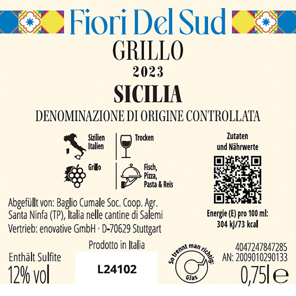 Sicillia DOC Grillo, 6 flasker á 0,75 l