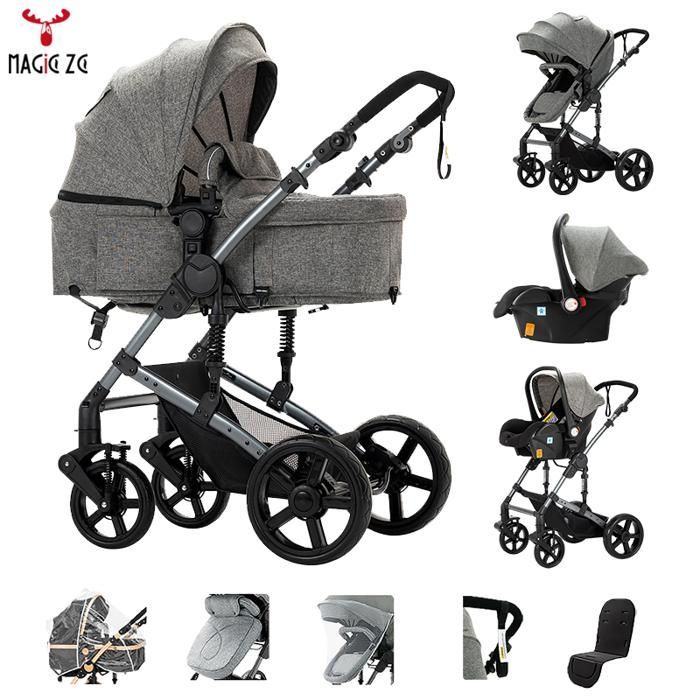 Magic ZC Kinderwagen 3-in-1 Kinderwagen für Neugeborene, gemütlicher Reisekinderwagen, Trio-Kinderwagen mit ein-Klick-faltbarer Babywanne